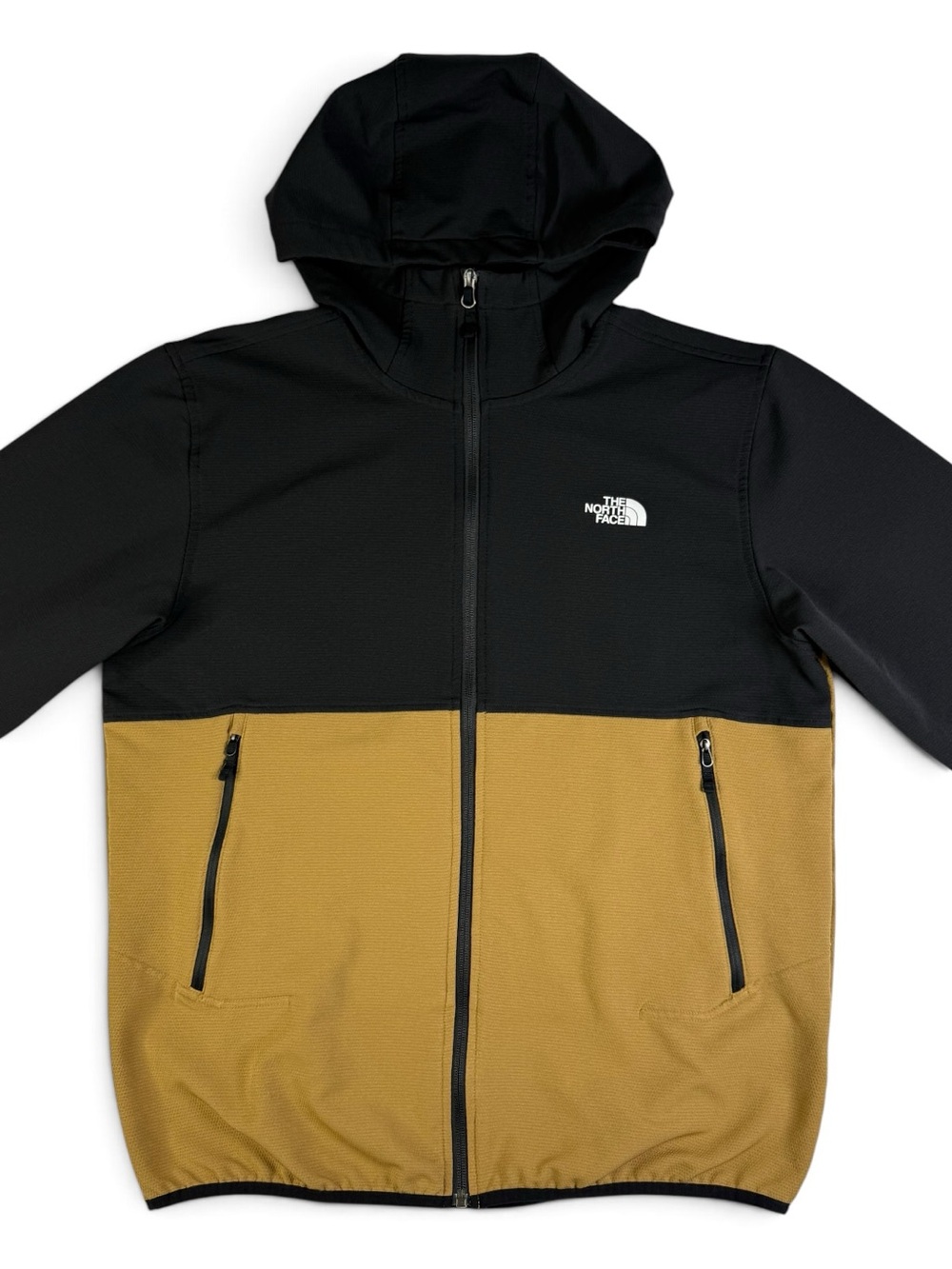 The North Face Men’s M Black Camel Colorblock Hooded Full Zip Jacket